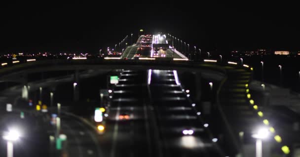 Ein Nächtlicher Stau Auf Der Autobahn Der Bucht Von Tokio — Stockvideo
