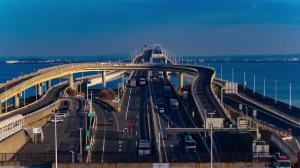 Atardecer Timelapse Atasco Tráfico Carretera Área Bahía Tokio Chiba Imágenes — Vídeo de stock