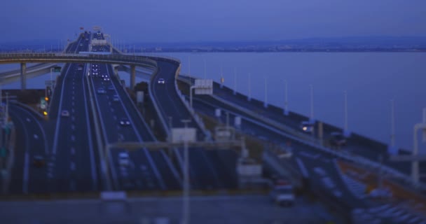 Skymning Trafikstockning Motorvägen Vid Tokyo Bay Area Chiba Högkvalitativ Film — Stockvideo