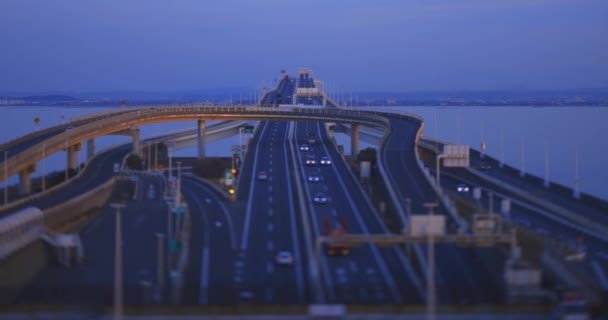 Dopravní Zácpa Soumraku Dálnici Tokijském Zálivu Chibě Kvalitní Záběry Kisarazu — Stock video