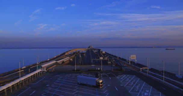 Embouteillage Crépuscule Sur Autoroute Baie Tokyo Chiba Images Haute Qualité — Video