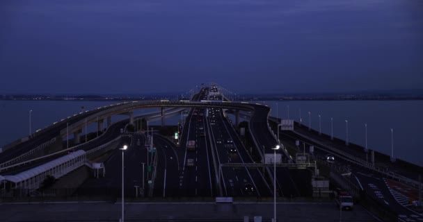 Atasco Tráfico Atardecer Autopista Bahía Tokio Chiba Imágenes Alta Calidad — Vídeo de stock