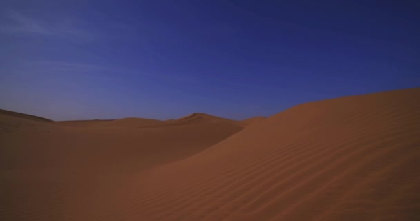 Una Duna Panorámica Arena Del Desierto Del Sahara Mhamid Ghizlane — Vídeos de Stock