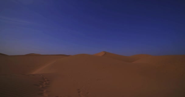 モロッコワイドショットのムハミド ギズレーンのサハラ砂漠のパノラマ砂丘 高品質の4K映像を公開しました モロッコの砂漠エリアはここにあります モロッコ — ストック動画