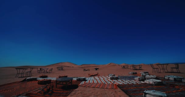 摩洛哥Mhamid Ghizlane的萨哈拉沙漠的一个全景沙丘 高质量的4K镜头 Zagora区Mhamid Ghizlane Morocco 2024这里是摩洛哥的沙漠地区 — 图库视频影像