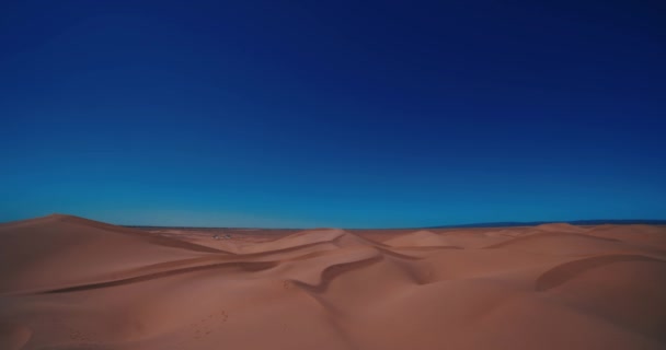 Panoramasand Sanddyn Saharaöknen Vid Mhamid Ghizlane Marocko Vid Skott Högkvalitativ — Stockvideo