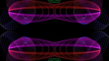 Siyah arka planda spirograf sarkacının hareketli grafiği. Yüksek kalite 4k görüntü