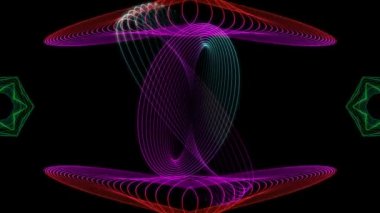 Siyah arka planda spirograf sarkacının hareketli grafiği. Yüksek kalite 4k görüntü