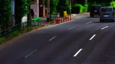 Otomobil sokağının gündüz vakti uzak çekim zoom 'undaki zaman dilimi. Setagaya Tokyo Bölgesi - 07.26.2019: Tokyo 'nun merkezidir..