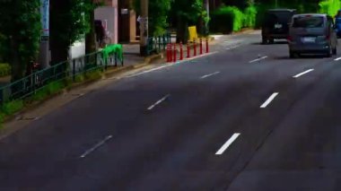 Otomobil sokağının gündüz vakti uzun menzilli çekimlerinde zaman aşımı. Setagaya Tokyo Bölgesi - 07.26.2019: Tokyo 'nun merkezidir..