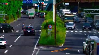 Şehir merkezindeki uzun vadeli zoom caddesinde bir zaman aralığı. Setagaya Tokyo Bölgesi - 08.06.2019: Tokyo 'nun merkezidir..