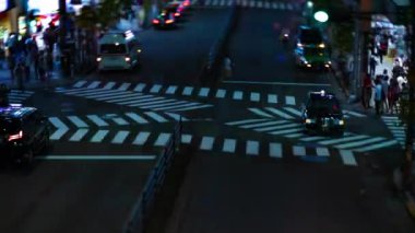 Şehir merkezindeki yüksek açılı neon sokağın gece görüntüsü. Shinjuku bölgesi Tokyo 08.29.2019