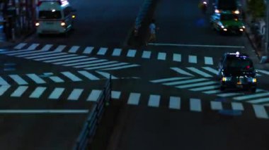 Şehir merkezindeki yüksek açılı neon sokağın gece görüntüsü. Shinjuku bölgesi Tokyo 08.29.2019