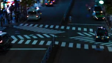 Şehir merkezindeki yüksek açılı neon sokağın gece görüntüsü. Shinjuku bölgesi Tokyo 08.29.2019