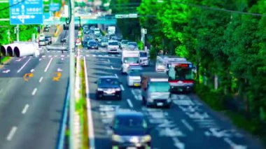 Tiltshift caddesindeki minyatür caddenin zaman çizelgesi. Setagaya Tokyo Bölgesi - 08.24.2019: Tokyo 'nun merkezidir..