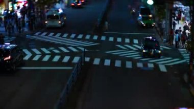 Şehir merkezindeki yüksek açılı neon sokağın gece görüntüsü. Shinjuku bölgesi Tokyo 08.29.2019