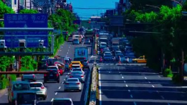 Şehir merkezindeki uzun vadeli zoom caddesinde bir zaman aralığı. Setagaya Tokyo Bölgesi - 08.24.2019: Tokyo 'nun merkezidir..
