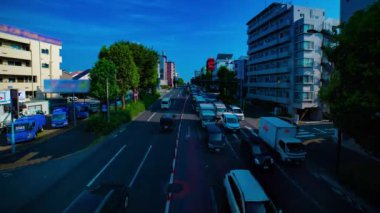 Cadde geniş çekim de şehir caddesi bir timelapse. Setagaya ilçe Tokyo Japonya - 07.30.2019 : Tokyo şehrinin merkezidir.