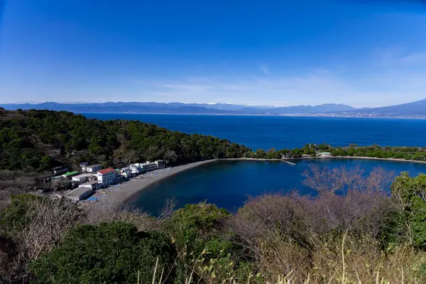 stock image A high angle view at Osezaki port in Shizuoka. High quality photo. Numazu district Osezaki Shizuoka Japan 01.26.2023