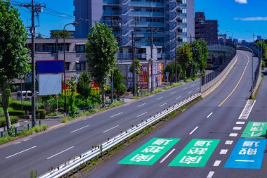 An empty street at the urban city street in Tokyo. High quality photo. Nerima district Yahara Tokyo Japan 09.05.2023 clipart