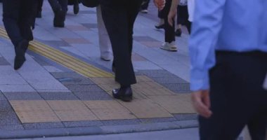 Tokyo 'daki iş kasabasında yürüyen insanlar. Yüksek kalite 4K görüntü. Koto bölgesi Tokyo 09.06.2024 Tokyo 'nun merkezidir..