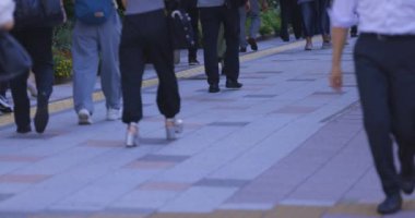 Tokyo 'daki iş kasabasında yürüyen insanlar. Yüksek kalite 4K görüntü. Koto bölgesi Tokyo 09.06.2024 Tokyo 'nun merkezidir..
