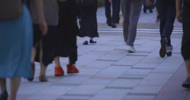 Tokyo 'daki iş kasabasında yürüyen insanlar. Yüksek kalite 4K görüntü. Koto bölgesi Tokyo 09.06.2024 Tokyo 'nun merkezidir..