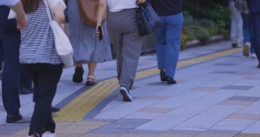 Tokyo 'daki iş kasabasında yürüyen insanlar. Yüksek kalite 4K görüntü. Koto bölgesi Tokyo 09.06.2024 Tokyo 'nun merkezidir..