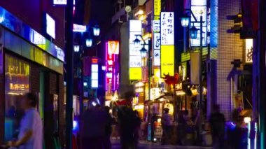 Shinjuku 'nun neon kasabasında gece manzarası. Yüksek kalite 4K görüntü. Shinjuku bölgesi Tokyo Tokyo 09.05.2024 Tokyo 'nun merkezidir. Neonboard metnindeki çeviri