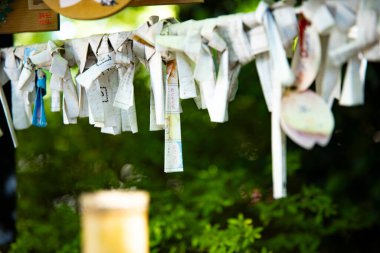Tokyo 'daki Nanasha tapınağında şans yüzümüze güldü. Yüksek kalite fotoğraf. Kita bölgesi Nishigawara Tokyo 10.11.2024 Tokyo 'da bir Japon tapınağıdır.. 
