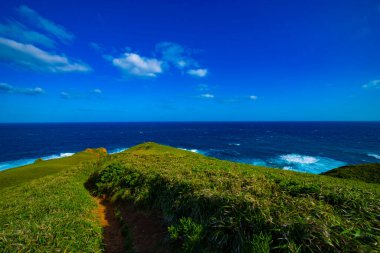 mavi okyanus yakınlarındaki burun. Amami oshima ilçe Kagoşima Japonya - 05.21.2019