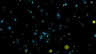 Havada süzülen parçacık ve parlak parıltının anlamsız bir grafiği. Yüksek kalite 4K görüntü. 10.05.2025 