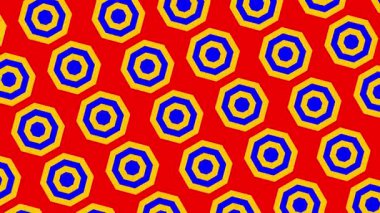 Renk arkaplanının önünde renkli şekilli bir 2B hareket grafiği. Yüksek kalite 4K görüntü. 10.05.2024