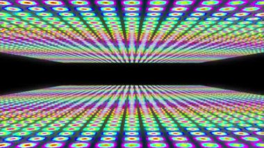 Nesne, Parlak Neon Parıltısı Olan Bir Uzayın İçinde Döner ve Hareket Eder. Yüksek kalite 4k görüntü. 