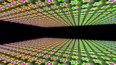 Nesne, Parlak Neon Parıltısı Olan Bir Uzayın İçinde Döner ve Hareket Eder. Yüksek kalite 4k görüntü. 