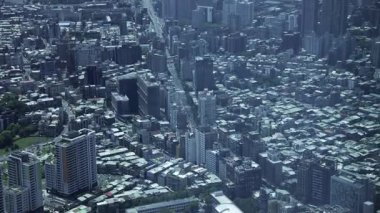 Tayvan 'daki Taipei101 gökdeleni etrafındaki panoramik yüksek açı görüntüsü. Yüksek kalite 4K görüntü. Taipei Tayvan 'ın Taipei ilçesi. 04.11.2025 Taipei' nin merkezidir.. 