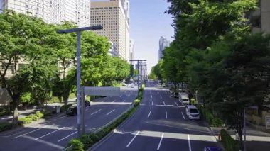 Tokyo 'daki bir iş kasabasında trafik sıkışıklığı zamanı. Yüksek kalite 4K görüntü. Shinjuku Bölgesi Nishishinjuku Tokyo Japonya 06.27.2025 Tokyo 'nun merkezidir.. 