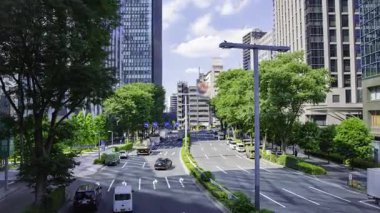 Tokyo 'daki bir iş kasabasında trafik sıkışıklığı zamanı. Yüksek kalite 4K görüntü. Shinjuku Bölgesi Nishishinjuku Tokyo Japonya 06.27.2025 Tokyo 'nun merkezidir.. 