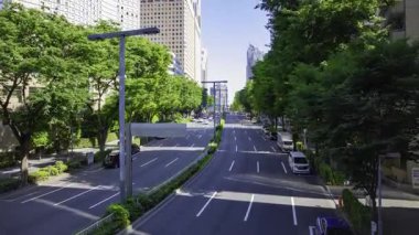 Tokyo 'daki bir iş kasabasında trafik sıkışıklığı zamanı. Yüksek kalite 4K görüntü. Shinjuku Bölgesi Nishishinjuku Tokyo Japonya 06.27.2025 Tokyo 'nun merkezidir.. 