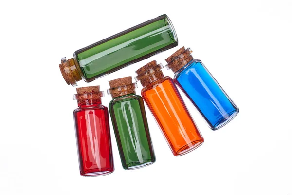 Многие Наполненные Стеклянные Бутылки Изолированном Фоне — стоковое фото