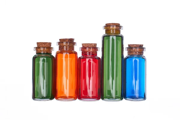 Many Filled Glass Bottles Isolated Background — Stock Photo, Image