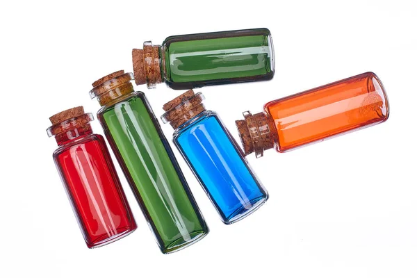 Многие Наполненные Стеклянные Бутылки Изолированном Фоне — стоковое фото