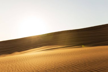Altın gün batımında Rub al Khali 'de bir kumul manzarası ya da Boş Bölge ve etrafta kimse yok..
