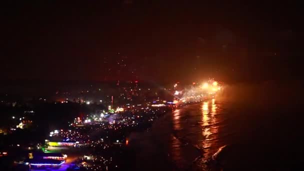 Ohňostroj Moři Nový Rok Noci Horách Arambol Goa Pláž Indie — Stock video