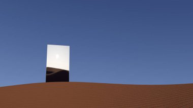 Gün batımında kum tepelerinde 3 boyutlu ayna..