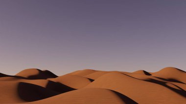 3D illüstrasyon Gün batımında güzel kum tepeleri.