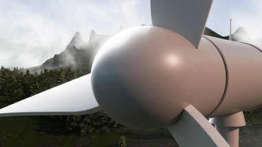 Büyük beyaz bir pervane uçağı bir dağ sırasının üzerinde uçuyor. Arka plandaki dağlar sisle kaplanmış, karamsar bir atmosfer yaratıyor.