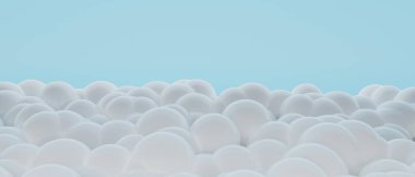 Gökyüzü mavi ve bulutlar beyaz, üç boyutlu..