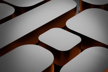 3d resimleme Koyu arkaplanı olan bir dizi karenin yakın plan görüntüsü.