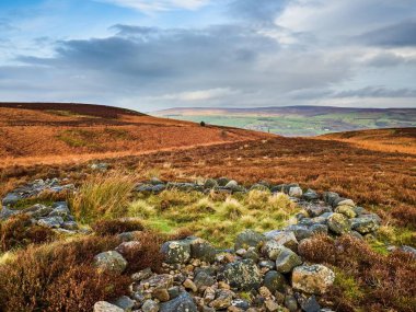 A reconstructed Bronze Age settlement high on Ilkley moor in Yorkshire